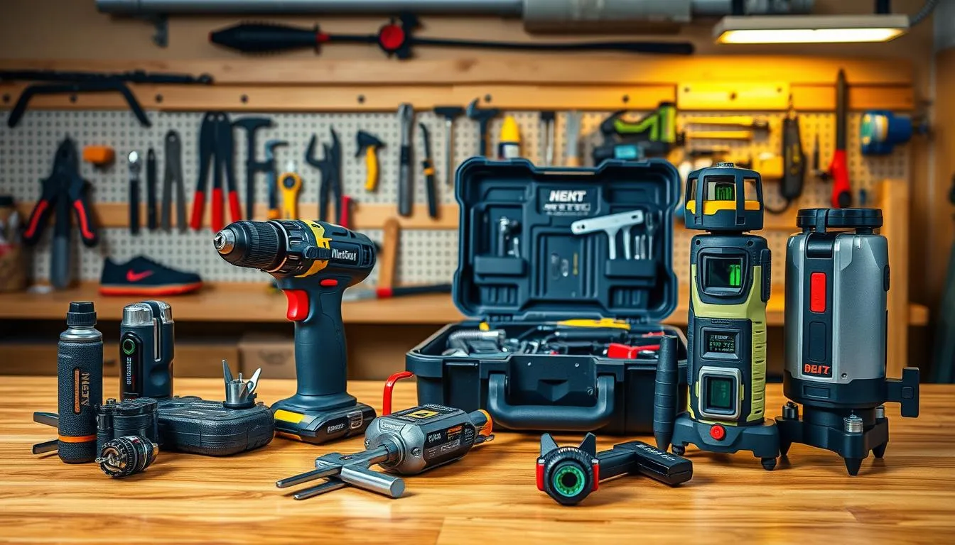 Best versatile tools from AliExpress {year} including cordless vacuum magnetic pick-up and socket set on a workshop workbench
